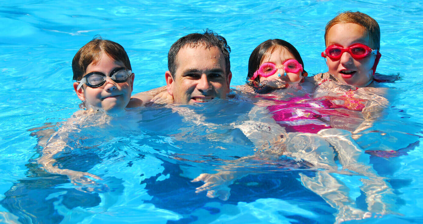 Family in the pool